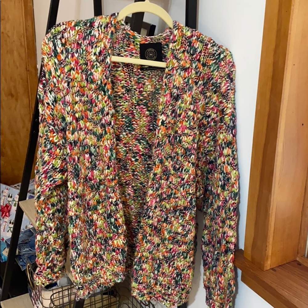 Urban oversized multicolor chunky knit cardigan
